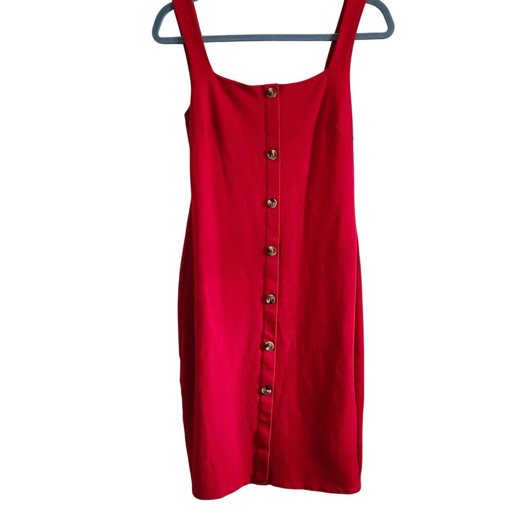 Shinestar Red Square Neckline Sleeveless Jumper/Midi Dress Size Small